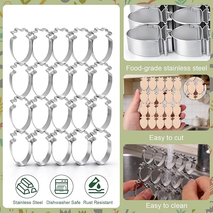 AIERSA Mini Carrot Cookie Cutter,Small Easter Cookie Cutters,1.2 Inch Tiny Carrot Shaped Cracker Cutter,20 Cavity Metal Stainless Steel Easter Cracker Cutters