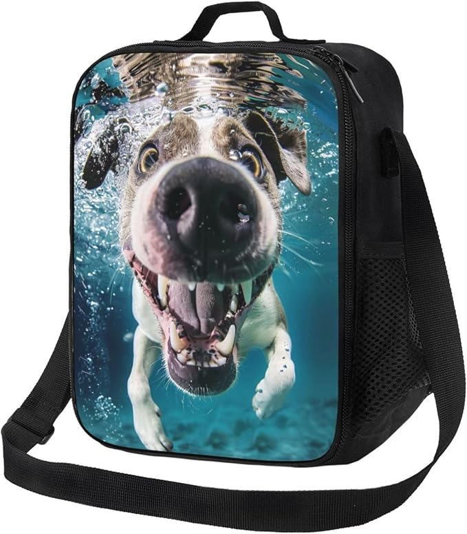 Insulated Lunch Bag, Reusable Portable Lunch Box With Shoulder Strap, Dog Printed Lunch Bag, Funny Cute Bento Lunchbox Cooler Thermal Meal Tote Kit