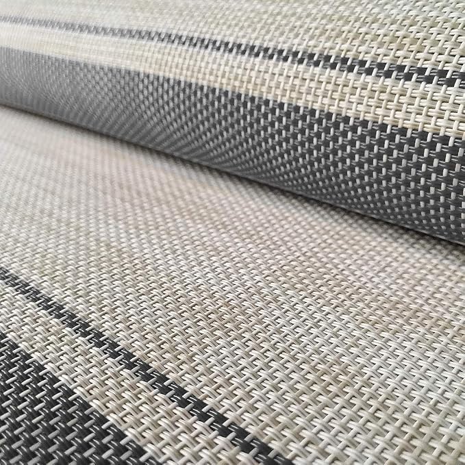 Table Mats Set of 6 Crossweave Woven Vinyl Placemats Heat Resistant Non-Slip Kitchen Placemats for Dining Table Washable Easy to Clean(Grey)