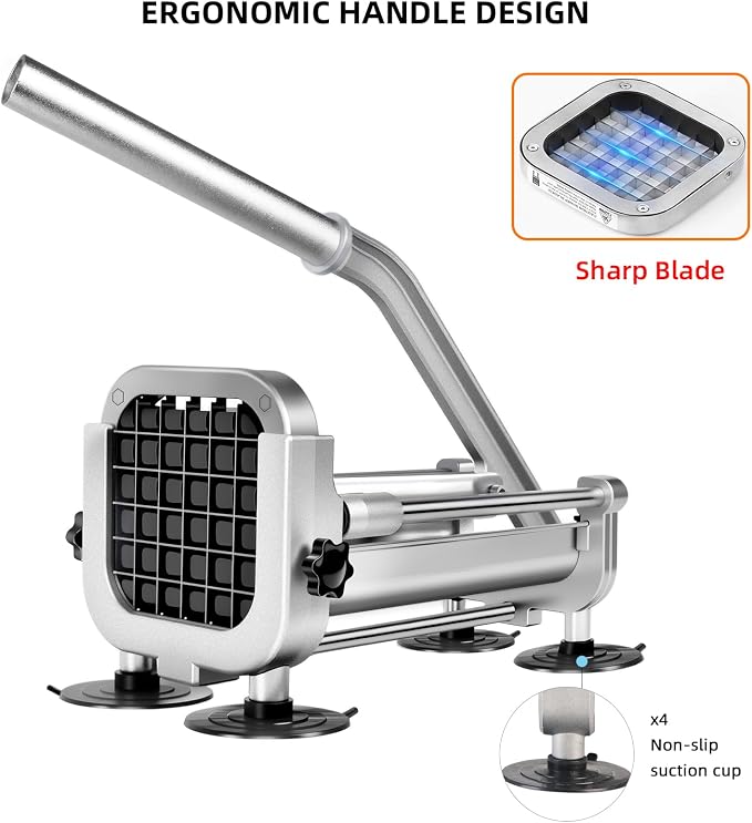 1 Pcs French Fry Cutter, ZSCOOKLY Heavy Duty Potato Cutter Stainless Steel with 3/8-Inch Blade Great for Potatoes Carrots Cucumbers.
