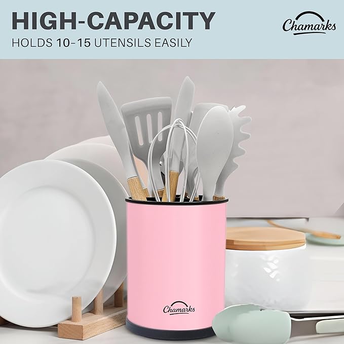 Kitchen Utensil Holder and Countertop Organizer. (Pink)