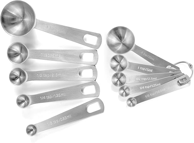 husMait 10-Piece Stainless Steel Measuring Cups and Spoons Set - Heavy Duty Metal Liquid & Dry Measuring Tools with Engraved Imperial & Metric Markings - Stackable, Rust-Resistant, Dishwasher Safe