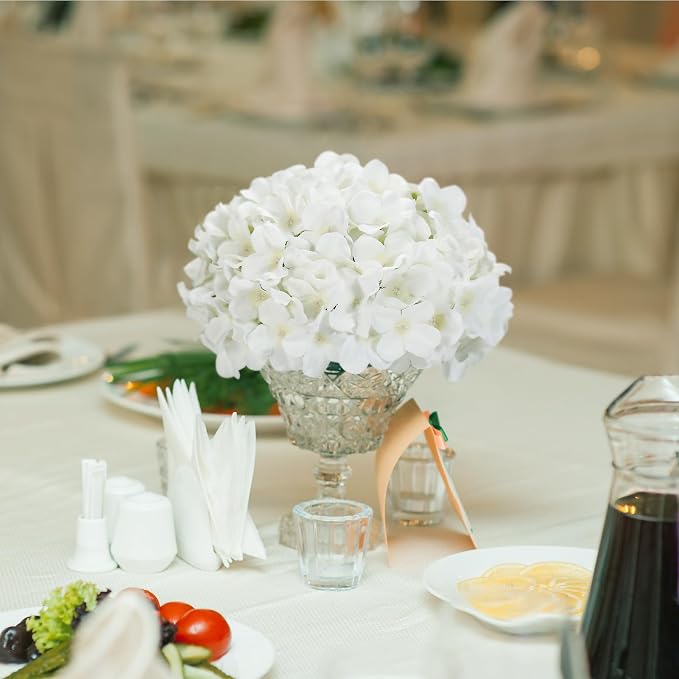 Auihiay 8 PCS Half Hydrangea Wedding Flower Balls for Centerpieces, White Hydrangea Artificial Flower Ball Centerpieces, Artificial Flower Balls for Tables Centerpieces, Home, Wedding Decoration