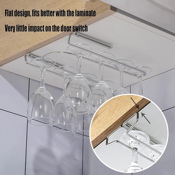 Wine Glass Rack Under Cabinet Metal, Stainless Steel Wire Storage Hanger, Wine Glass Drying Rack, More Convenient To Take And Place, Widen The Mouth Of The Hanging Cup