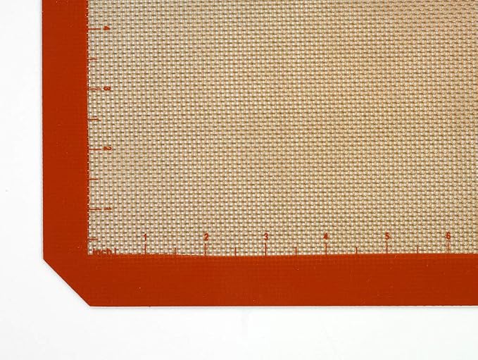 Mercer Culinary Silicone Bake Mat, Half Size, 11 7/8-Inch by 16 1/2-Inch, Orange border