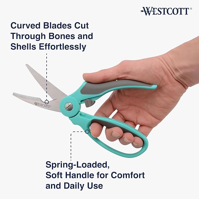 Westcott 9-Inch Titanium-Bonded Kitchen Shears - Soft Handle Spring-Assist Scissors for a Variety of Kitchen Tasks, Ideal for Poultry, Vegetables, and More