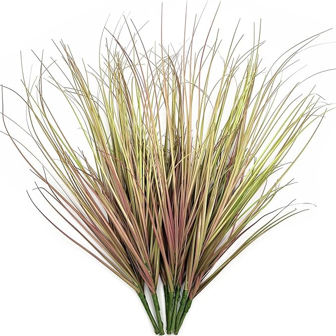 CATTREE Fake Wheat Grass Shrubs Artificial Plants, Faux Greenery Plastic Leaves Bushes for Indoor Farmhouse Garden Wedding Party DIY Decorations Office UV Resistant Planter Filler - Purple 8 Bundles