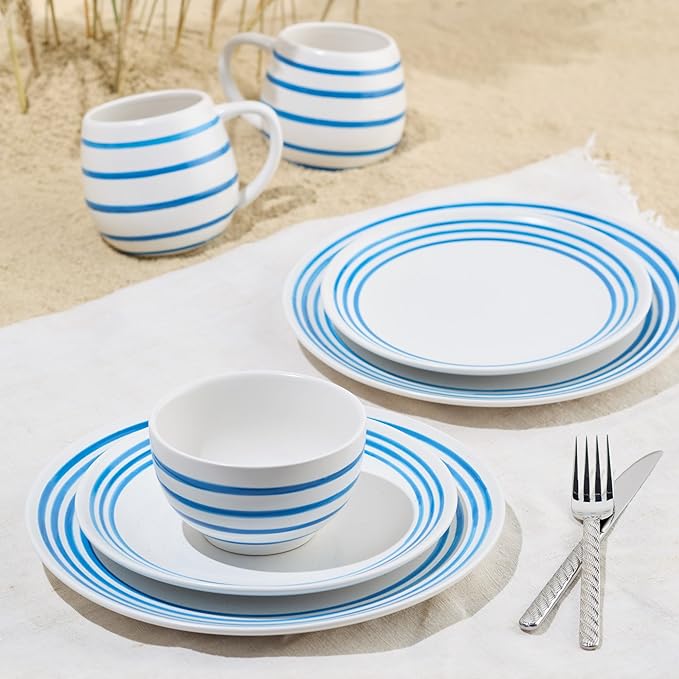 Dockside Blue Stoneware Mug Set – Set of 4, 20 oz Coastal-inspired blue, Chip-Resistant. Perfect for enjoying coffee, tea, hot chocolate, or your favorite warm beverage.