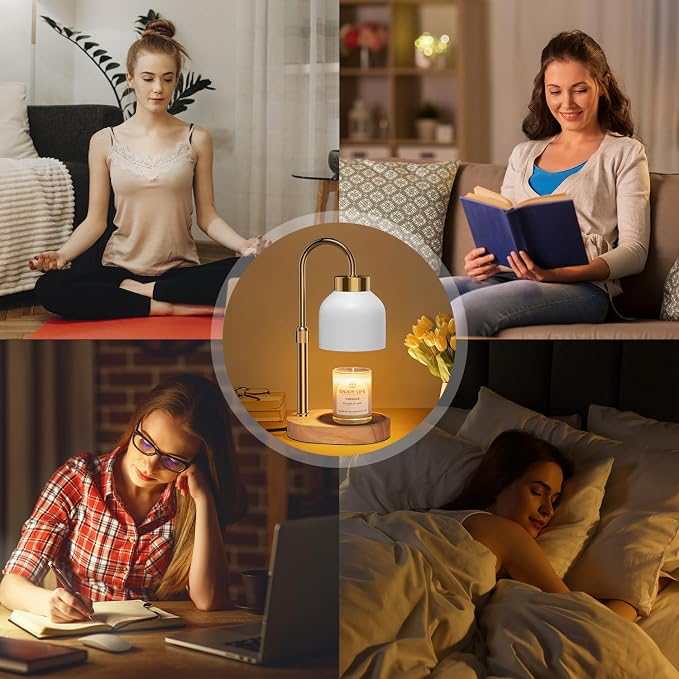seenlast Candle Warmer Lamp with Dimmer Adjustable Height, 2/4/8H Timer,Vintage Home Decor for Scented Jar