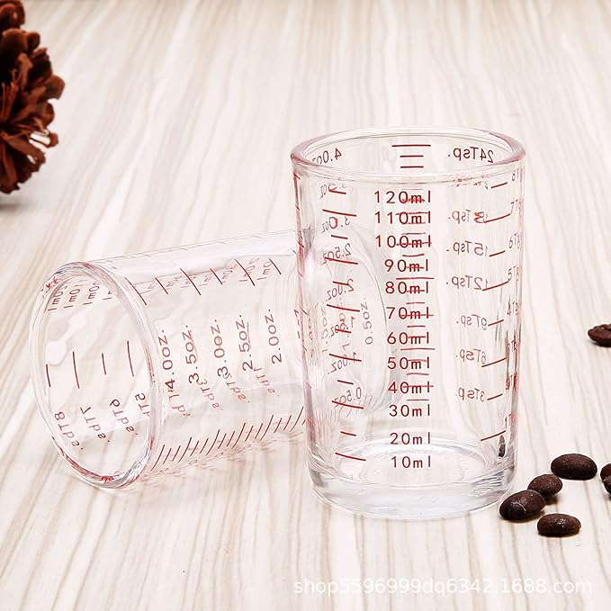 Measuring Cup Shot Glass 3 Ounce/90ML Liquid Heavy High Espresso Glass Cup Black Line (Red)