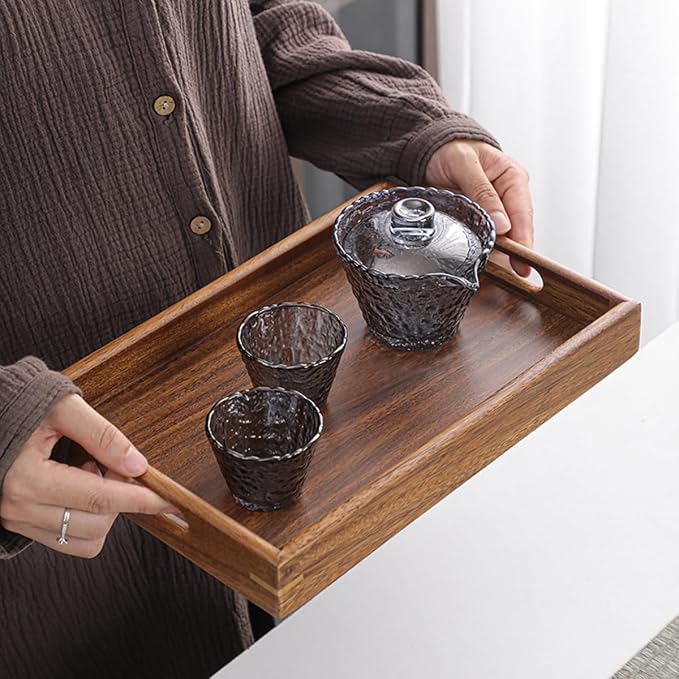 Wooden Coffee Trays with Handles Wood Serving Tray Wooden Bed Tray, Coffee Table Trays for Living Room,Wood Kitchen Tray Wood Decorative Tray with Handles