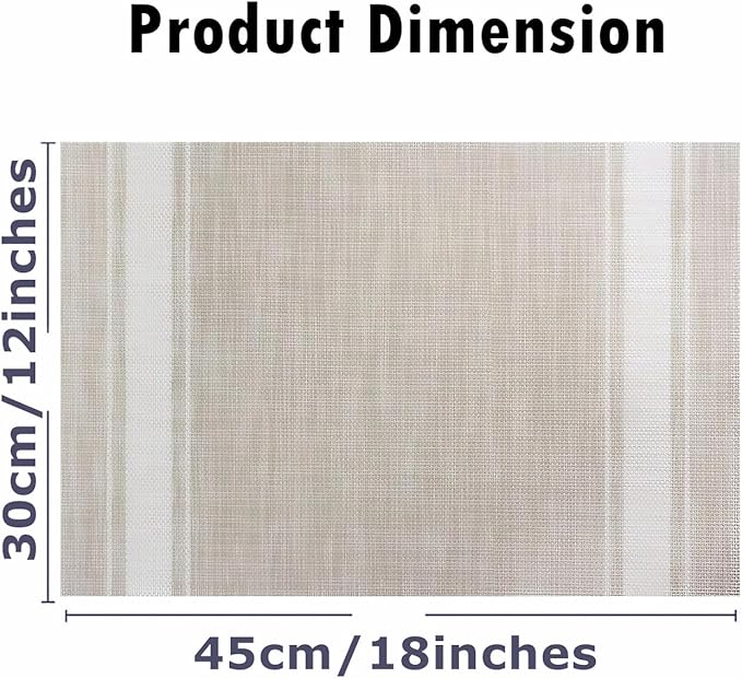 Placemats, Placemats for Dining Table Set of 4, Kitchen Table Mats Heat-Resistant Non-Slip Washable PVC Woven Vinyl Place Mats for Dining Room Table Decoration (Pack of 4, Beige)