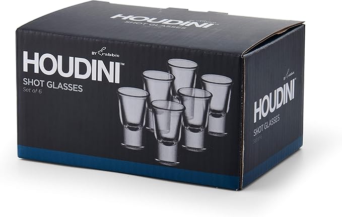 Houdini 6-Pack Heavy Base Shot Glass Set, 1.2oz Shot Glasses