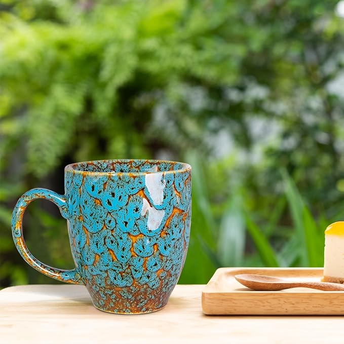 Durable 16 oz Ceramic Blue Coffee Mug, Large Coffee Cup with Ergonomic Handle, Ideal Tea Mug for Home, Office, Gift, Dishwasher & Microwave Safe (coffee, Tea, Hot Cocoa, Latte Cup)