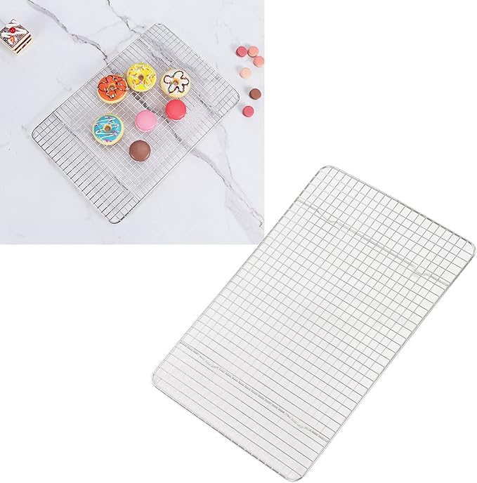 Checkered Cooling Rack, 304 Stainless Steel Grid Baking Wire Rack, Deformation Resistance Chef Cooling Rack for Home Bakery Bread Cake Cooky, Oven Safe Cookie Cooling Rack (14.8x9.8in)