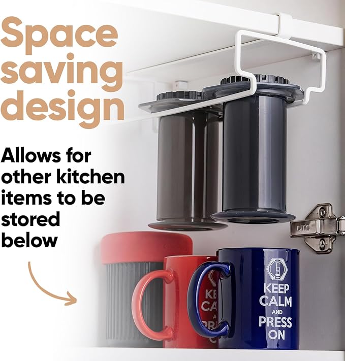 Altura The RACK: Hanging Shelf Rack for AeroPress Coffee Maker. Accessories, Organizer, Storage, Holder, Stand, Caddy (White)