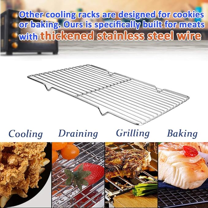 Grilling Rack Heavy Duty Wire Grate Oven Roasting Rack 5.3 x 8.75 inch Rectangle Baking Cooling Steaming with 4 Legs Stainless Steel Rack (5.3"X8.75",22.2X13.5cm)