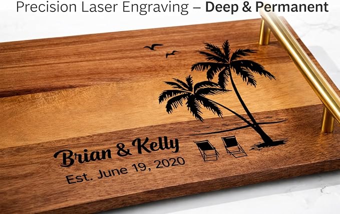 Personalized Serving Tray - Serving Tray with Handles - Acacia Wood Serving Tray - Wood Serving Tray - Housewarming Gift - Wedding Gift