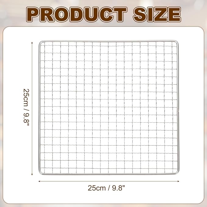 uxcell Cooling Racks, 9.8" x 9.8" Stainless Steel Barbecue BBQ Grill Net Mesh Rack Grate for Cooking, Roasting, Grilling, Oven & Dishwasher Safe, Silver
