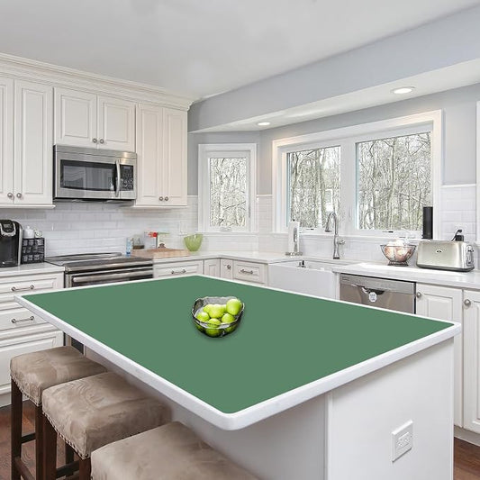 Silicone Mats for Kitchen Counter, 48"x32"(120cmx80cm) Large Heat Resistant Mat Kitchen Island Waterproof Countertop Protector Mat Nons-slip Extra Large Counter Mat, Green
