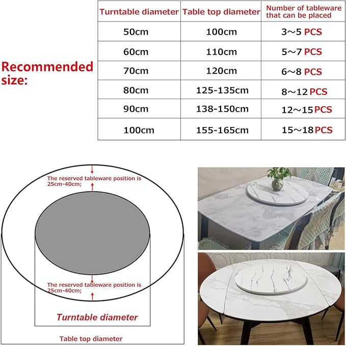 Rotating Serving Tray Round - Wooden Lazy Susan Turntable For Kitchen Dining Table Tabletop Turntable - Rotating By Hand, 360° Swivel Plate, Convenient Sharing Of All Dishes (Color : Black, Size : 1