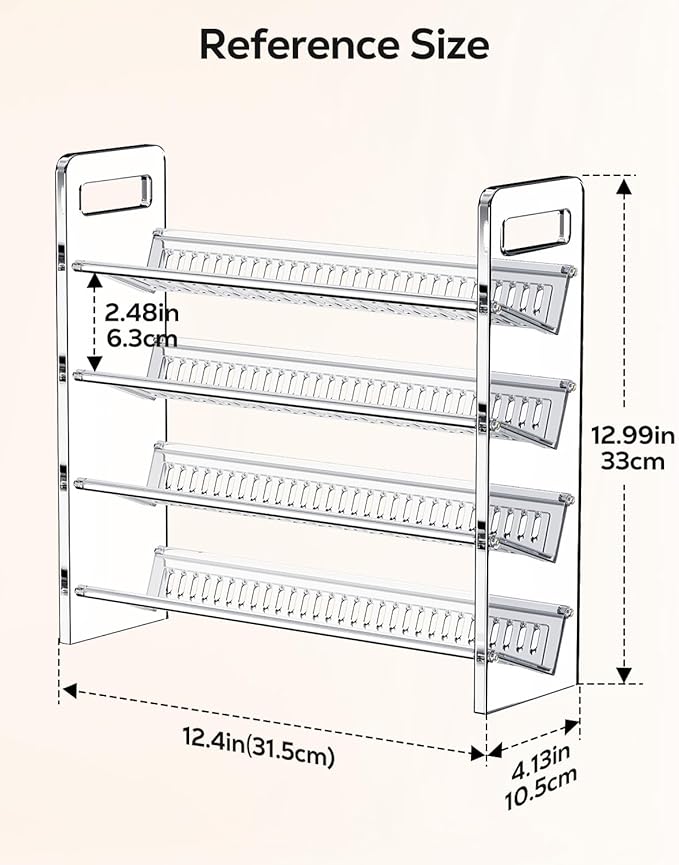 Nieifi Transparent Spice Rack Rustproof,without Seasoning Jars,4-Tier ABS Plastic Spice Rack Organizer for Cabinet and Countertop,Thickened Corrosion-Resistant-Tiered Kitchen Accessories