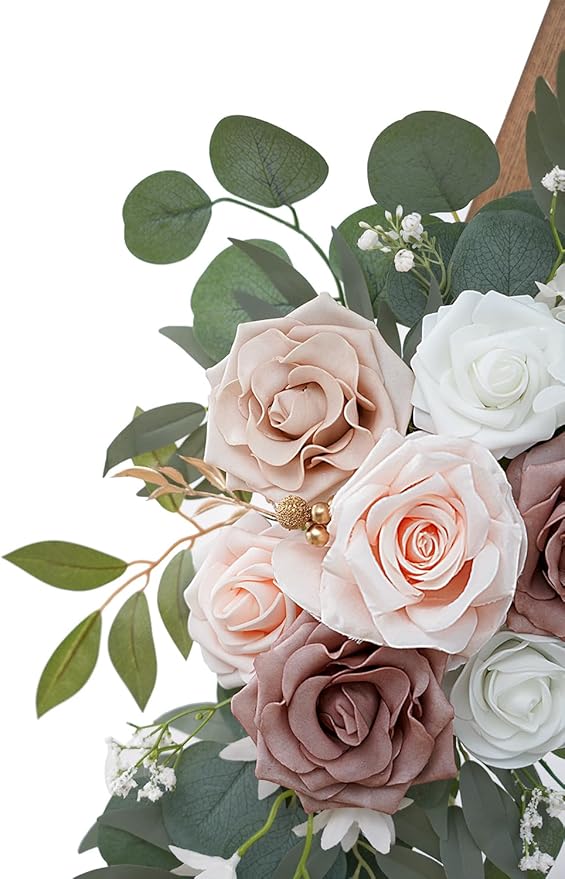 Olalaka Artificial Dusty Rose Flowers Swag Set of 2 for Wedding Welcome Signs Floral Decorations, Wedding Arch Flowers for Wedding Ceremony