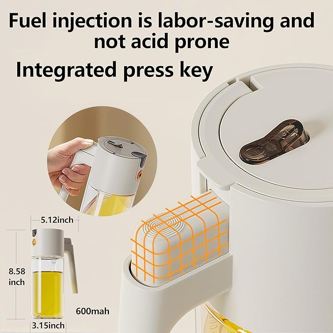 2026 New 20.3oz/600ml Olive Oil Sprayer for Cooking, Leak Glass Olive Oil Dispenser Bottle, 2 in 1 Oil Dispenser and Oil Sprayer, Switch Between Mist & Precision Pour for Air Fryer, BBQ, Salad, Baking