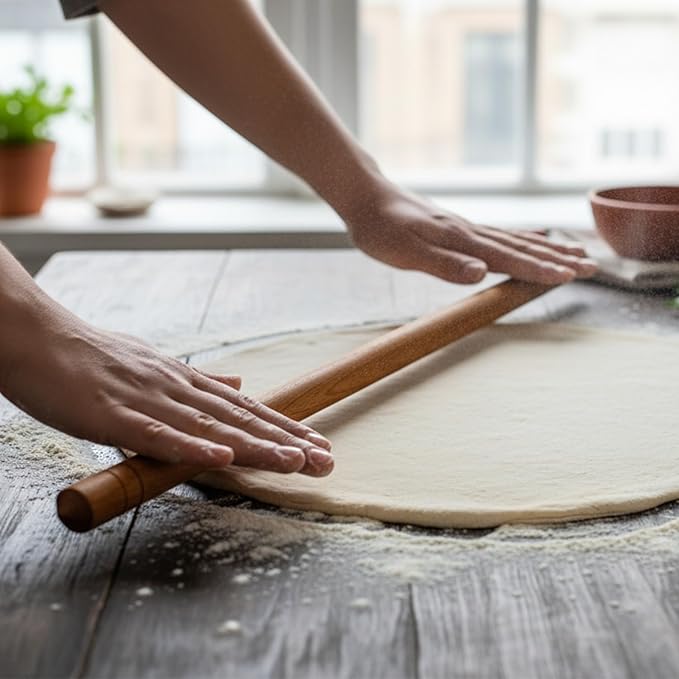 Beech Wood Non-Stick Oil Rolling Pin -Turkish Oklava-Infused Smooth Surface for Dough, Cookies, Pastry, Pizza & Bread – Traditional 18.7 Inch (48 cm) Kitchen Roller for Home & Professional Bakers