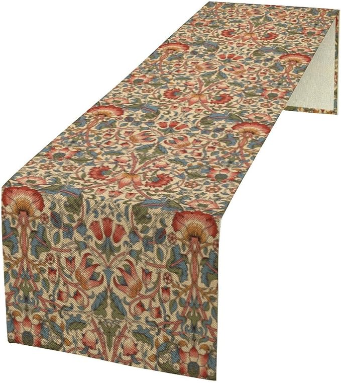William Morris Floral Table Runner,Modern Flowers Art Home Decor Table Runner for Home Indoor Outdoor Kitchen Holiday Birthday Party Wedding Decor 13x108 Inch