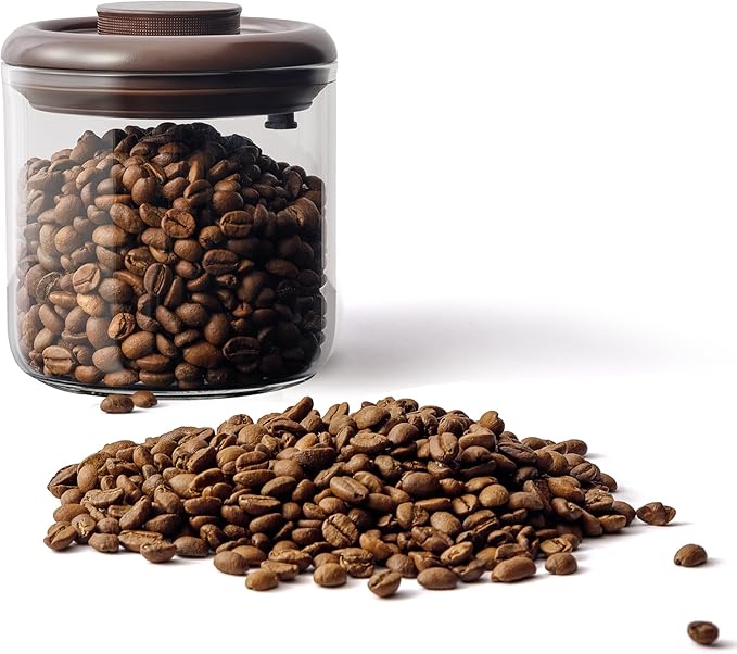 6OZ Clear Glass Coffee Canister with Pop Lid - Airtight Coffee Jar for Picnic, Travel & Camping - Air Tight Food Container for Beans & Tea