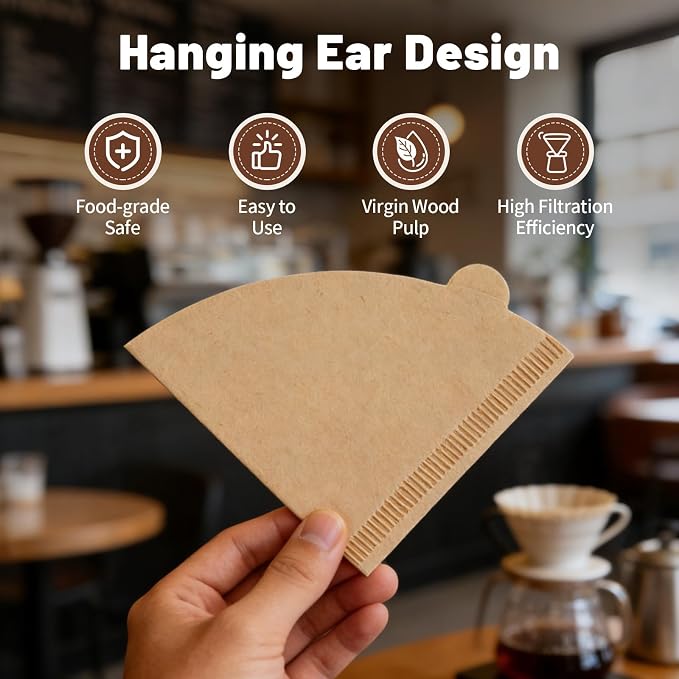 150 Count Disposable Coffee Filters Compatible with YETI Pour Over Coffee Maker Accessory Ramblers, Unbleached Natural Paper，Designed for Perfect Coffee Extraction Anywhere