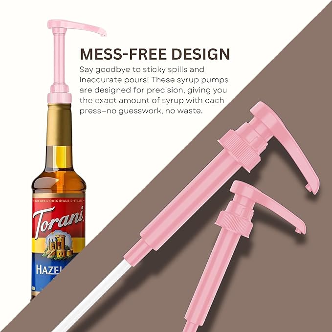 Syrup Pump Compatible with Torani, Davinci and Skinny (Set of 2) - fits Bottles (25.4 oz-750ml) (Pink)