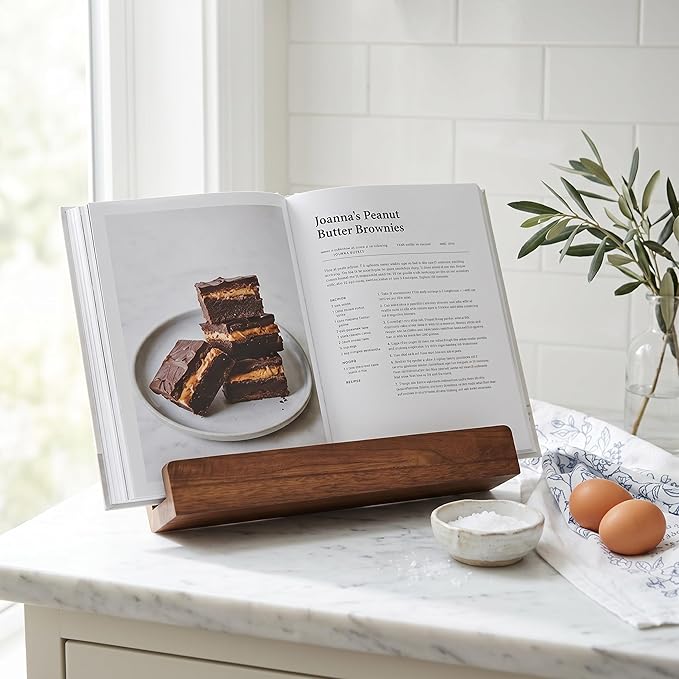 Beautiful Cookbook Stand for Your Kitchen Counter - Solid Wood Stand Easily Keeps Cook or Recipe Books Open for Convenient Cooking - Perfectly Fits Your iPad/Tablet and Enhances Any Kitchen Decor