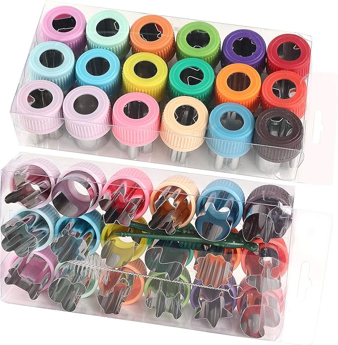 18 pcs Cookie Cutters Fruit Cutter Mini Sizes Set Vegetable Cutter Cookie Pastry Stamps Mold, Bento Lunch,Bread, Sandwich