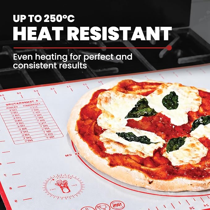 Silicone Baking Mat, Full Sheet Non-Stick Pastry & Dough Mat with Measurement Guides, Silicone Mat & Baking Essentials, 15" x 23"(Pack of 2)