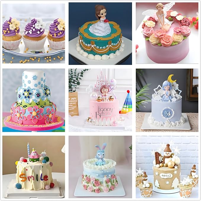 ANSLYQA Cake Decorating Kit, 193 Pcs with Cake Turntable, Leveler, 24 Numbered Icing Tips, 2 Spatulas, 2 Couplers, 3 Scrapers, 50 Pastry Bags, 50 Paper Cupcake Liners & More Baking Tools, (Blue)