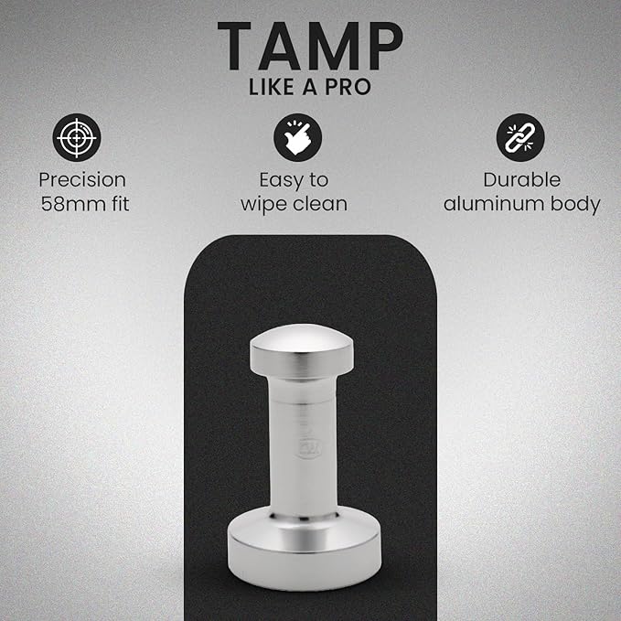Rattleware Premium Aluminum Espresso Tamper (58 mm) - Ideal for Baristas & Coffee Lovers - Sleek Material & Design - Ultimate Tamping Precision & Consistency