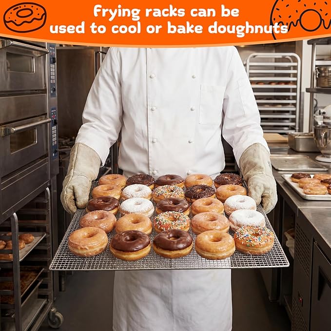 Yaocom 5 Pack 23 x 23 Inch Stainless Steel Bakery Screen, Heavy Duty Wire Cooling Grid for Donuts Bread Pastries, Commercial Baking Tray Insert for Frying Draining Glazing, Oven Safe Mesh Tray