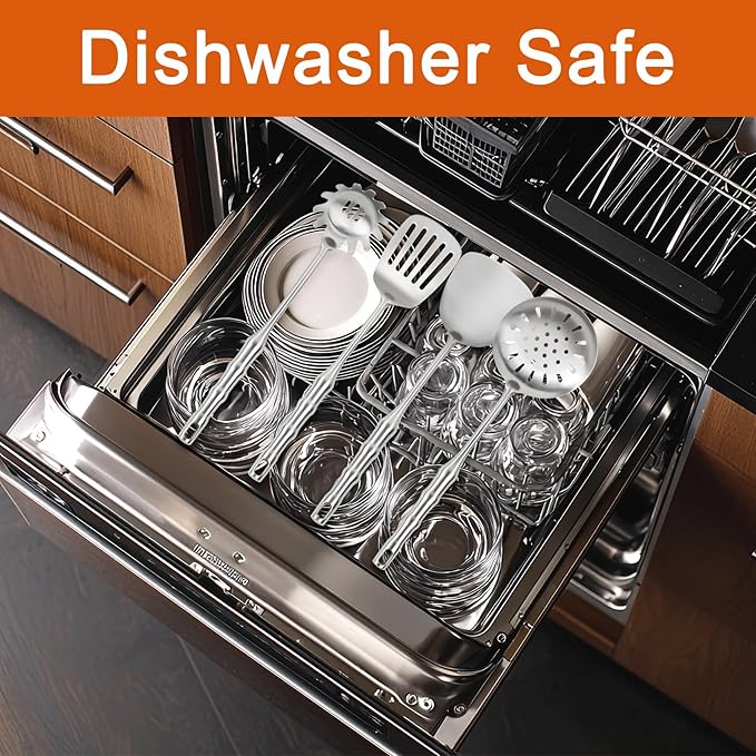 304 Stainless Steel Kitchen Utensils Set, 11PCS Metal Cooking Utensil Sets, Stainless Steel Cooking Utensils Set Include Meat Fork, Tongs, Turner, Soup Ladle, Dishwasher Safe