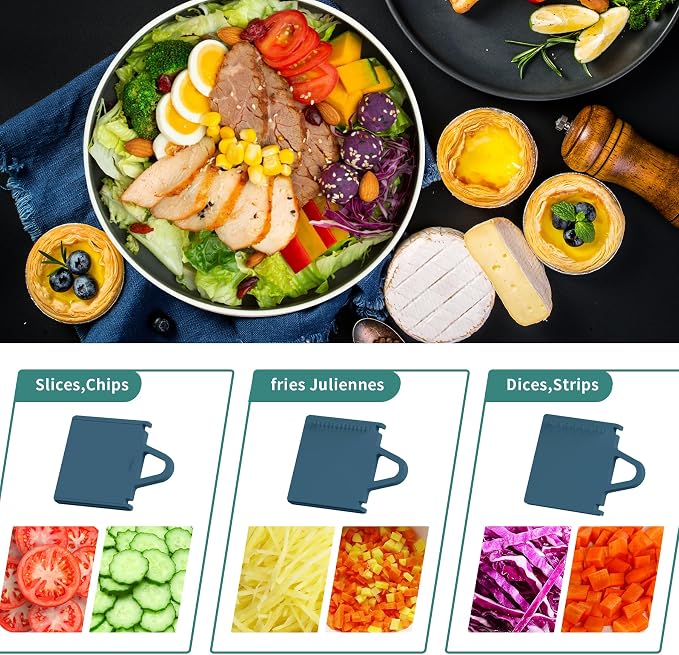 4in1 Mandoline Slicer for kitchen, Potatoes Slicer, Safe Mandoline Slicer, Vegetable Strip Julienne Cutter, Fast Meal Prep