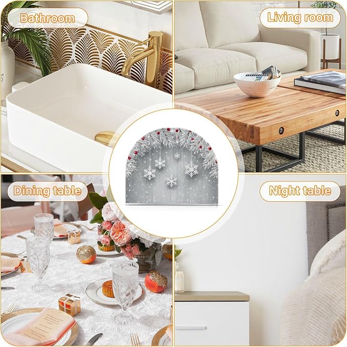 Silver Christmas Tree Snowflake Napkin Holder for Tables Paper Cocktail Napkin Holders for Kitchen and Dinning, Acrylic Dinner Napkin Dispenser for Restaurant Home Decor Bar Accessories 1 Pack