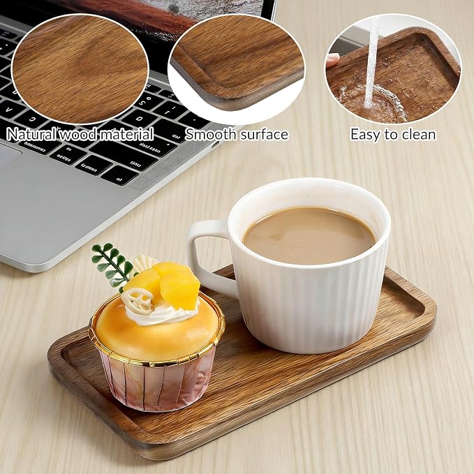 Wood Tray for Bathroom, 7.5 x 4 x 0.6 inch Wood Soap Dispenser Tray, Toilet Tank Tray, Kitchen Tray, Comestic Holder Bathtub Organizer, Home Decor Ideal for Jewelry, Cosmetics, and Small Items