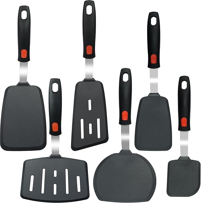 Silicone Spatula Turner, 6 PCS Spatulas Silicone Set for Nonstick Cookware, Dishwasher Safe 600°F Heat Resistant Kitchen Turner Spatula Home Kitchen Cooking Eggs, Pancake, Fish, Stir Fries (6)