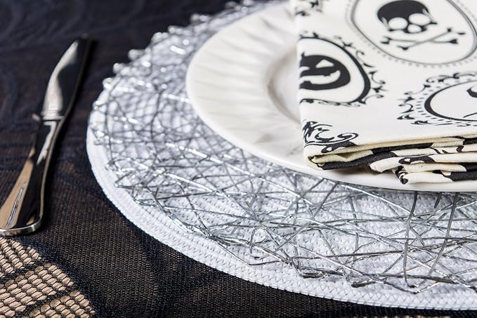 DII Woven Paper Tabletop Collection Holiday or Event Décor, Round Placemat Set, 15" Dia, Silver, 6, Piece