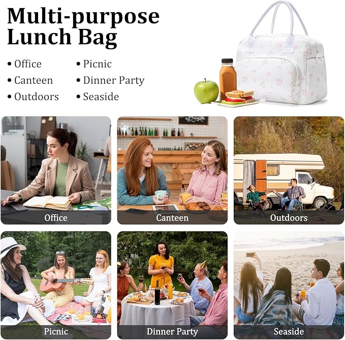 MEXS Insulated Lunch Bag for Women Men Large Reusable Lunch Box Adult Leakproof Portable Cooler Tote Bags for Work Picnic