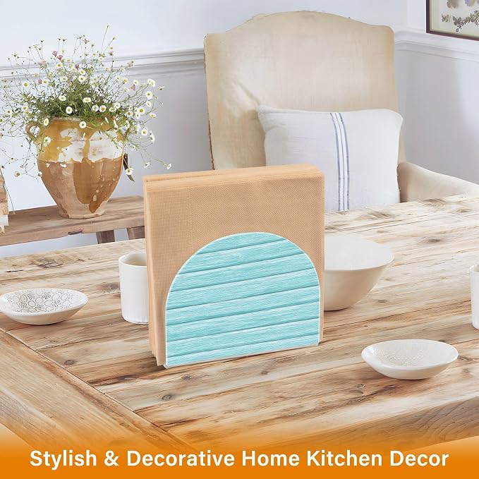 Retro Teal Light Blue Napkin Holder for Tables Paper Cocktail Napkin Holders for Kitchen and Dinning, Acrylic Dinner Napkin Dispenser for Restaurant Home Decor Bar Accessories 1 Pack