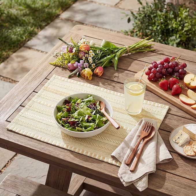 Artoid Mode Burlap Brown Farmhouse Woven Braided Stripe Placemats Set of 6,12x18 Inch Seasonal Holiday Table Mats Party Kitchen Dining Decoration