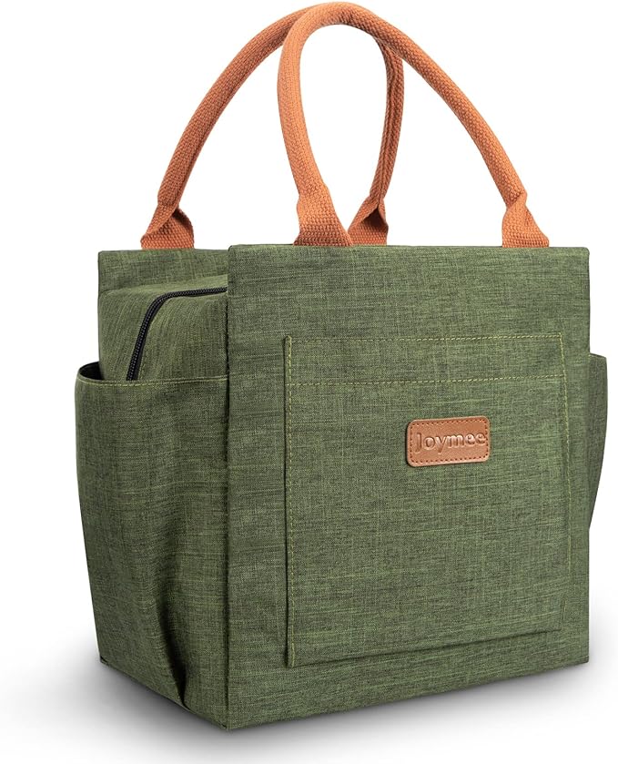 Joymee Lunch Box for Women Reusable Leakproof Insulated Lunch Bag-Green | Large Capacity, Bottle Holder & Side Pockets, Leakproof Insulated Design, for Work, Travel, Picnic & Daily Use, for Adult