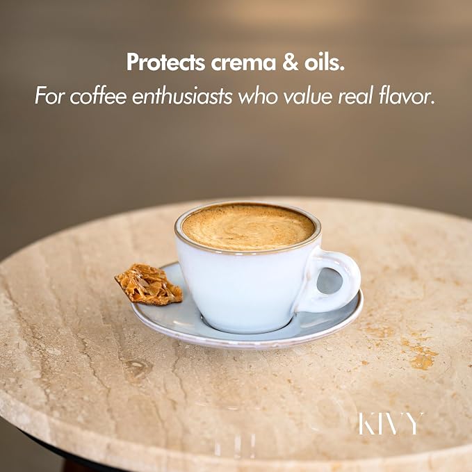 KIVY Vacuum Coffee Canister (Glass) - Push Lid Preserves Coffee Aroma & Oil - Stainless Steel Airtight Coffee Canister - Coffee Container for Ground Coffee & Coffee Bean Storage - Removes Excess Air